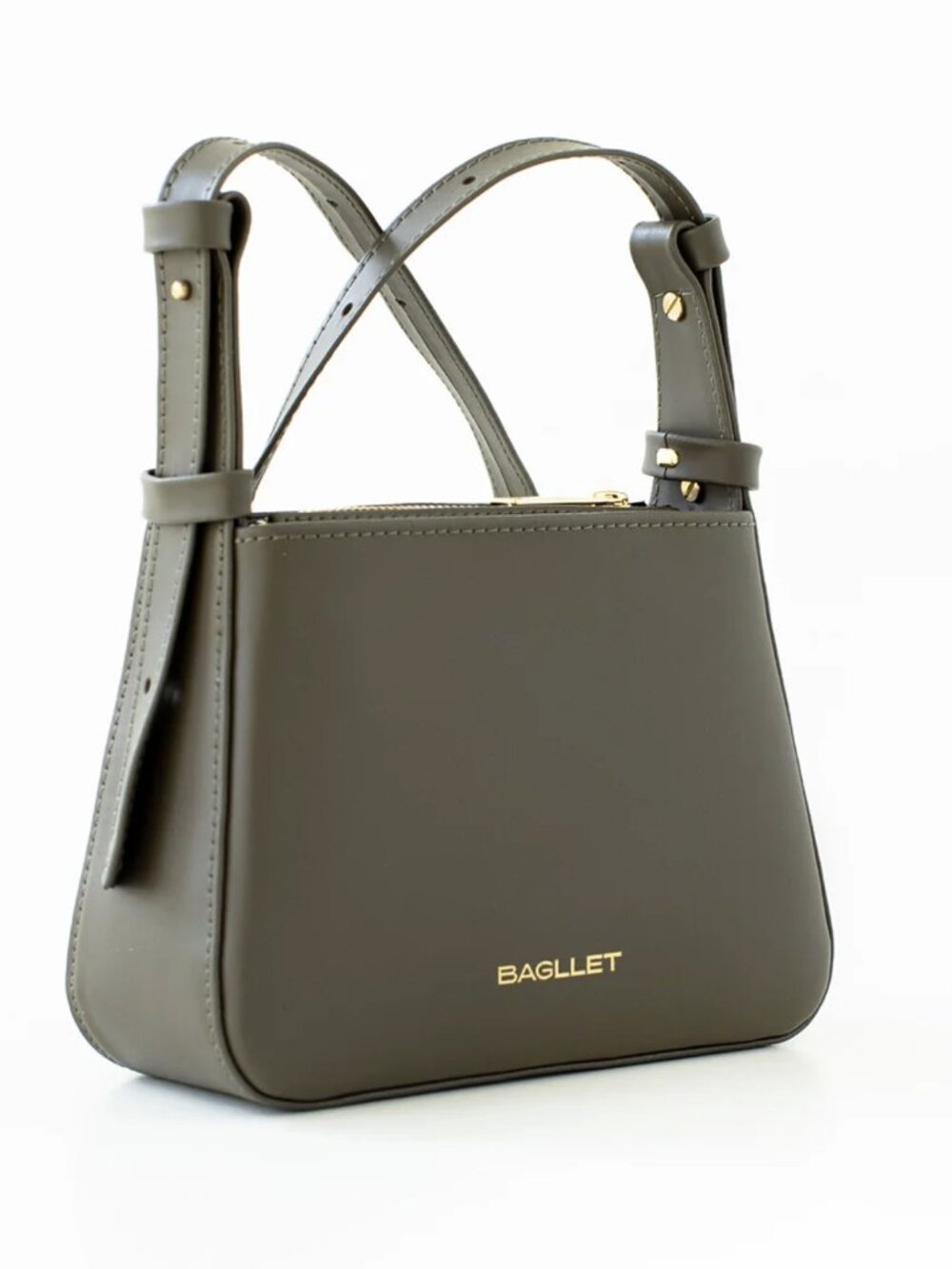 BAGLLET BG130 Olive Italian Leather Crossbody Shoulder Bag